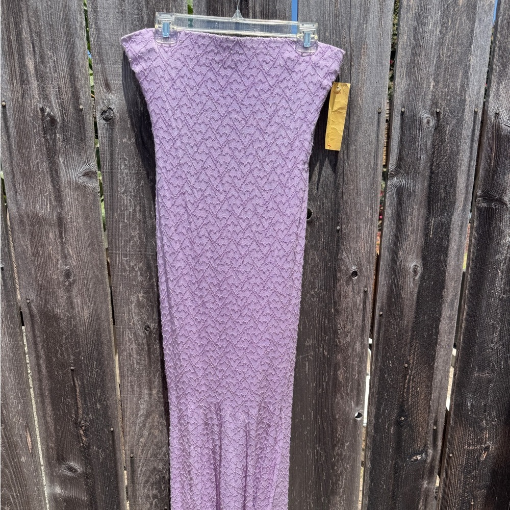 American Vintage Lavender Strapless Maxi Dress with Sparkle Heart Details